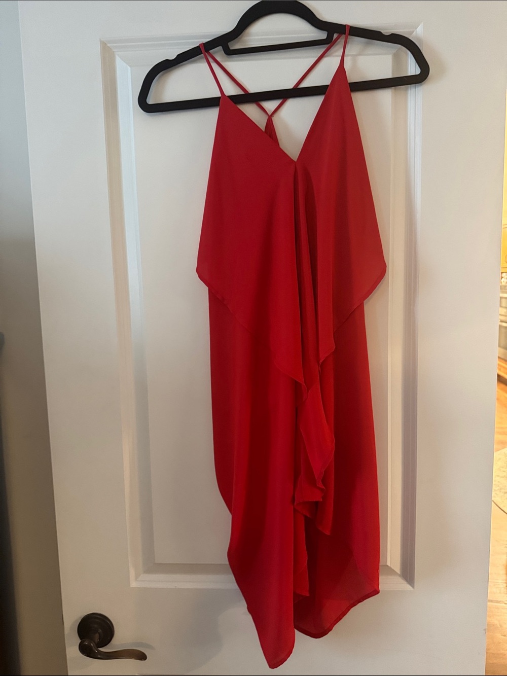 Sleeveless Asymmetrical Red Ruffle Dress